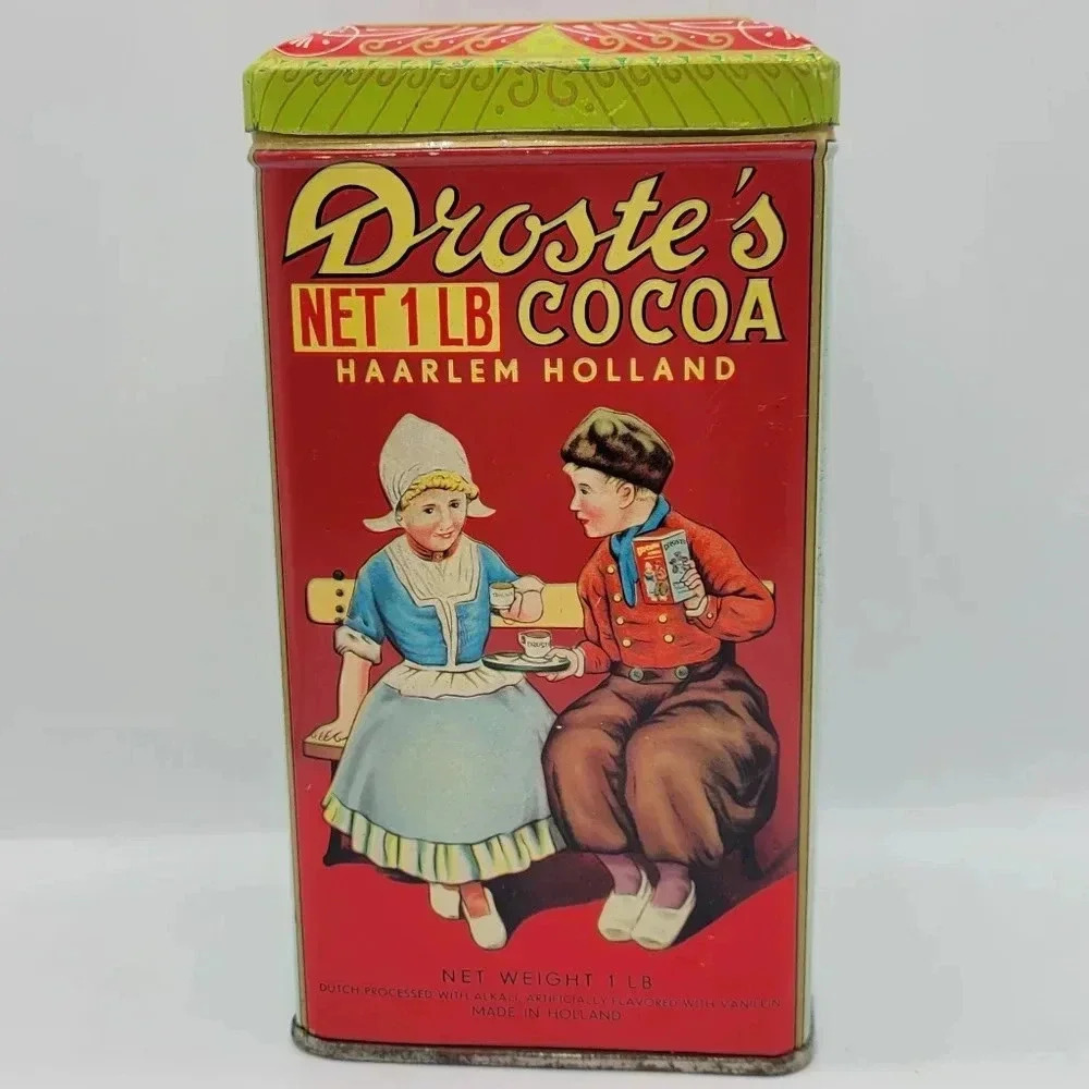 Doste's Cocoa 1lb Harlem Holland Tin Container Retro Colorful Kitchenware